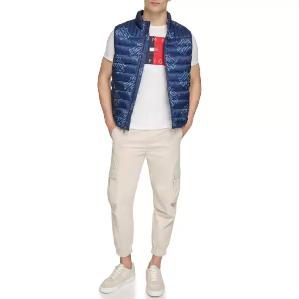 imageTommy Hilfiger Mens Lightweight Packable Puffer Vest JacketNavy Th Print