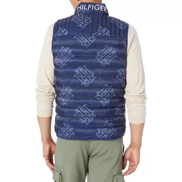 imageTommy Hilfiger Mens Lightweight Packable Puffer Vest JacketNavy Th Print