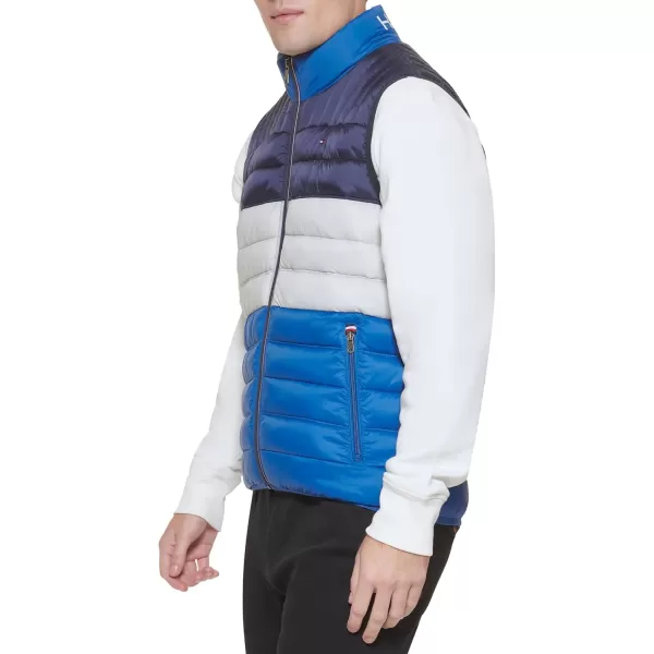 imageTommy Hilfiger Mens Lightweight Packable Puffer Vest JacketRoyal BlueIceNavy Colorblock