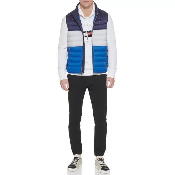 imageTommy Hilfiger Mens Lightweight Packable Puffer Vest JacketRoyal BlueIceNavy Colorblock