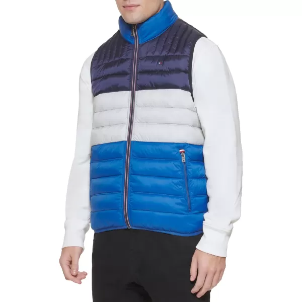 imageTommy Hilfiger Mens Lightweight Packable Puffer Vest JacketRoyal BlueIceNavy Colorblock