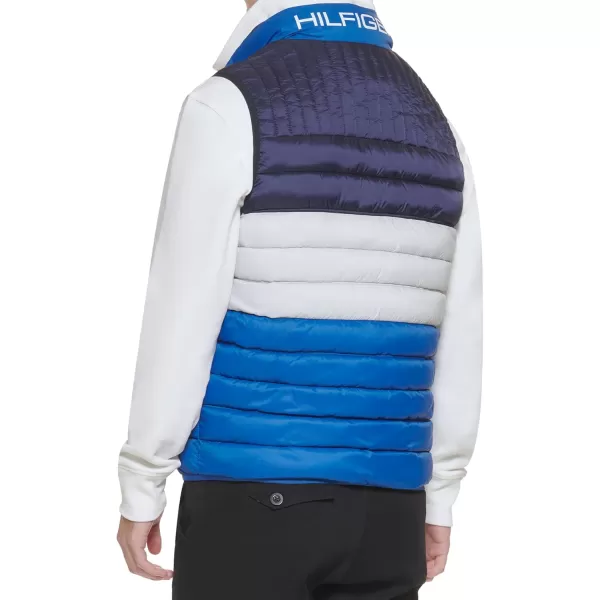 imageTommy Hilfiger Mens Lightweight Packable Puffer Vest JacketRoyal BlueIceNavy Colorblock