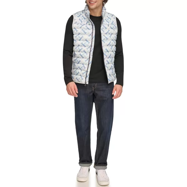 imageTommy Hilfiger Mens Lightweight Packable Puffer Vest JacketWhite Th Print