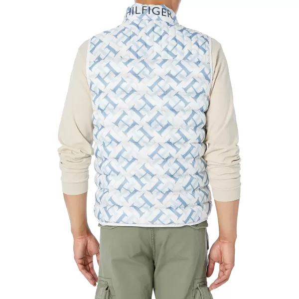 imageTommy Hilfiger Mens Lightweight Packable Puffer Vest JacketWhite Th Print