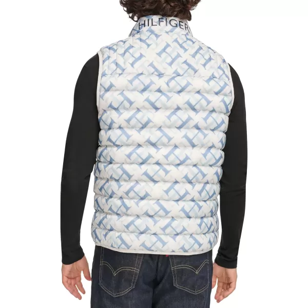 imageTommy Hilfiger Mens Lightweight Packable Puffer Vest JacketWhite Th Print