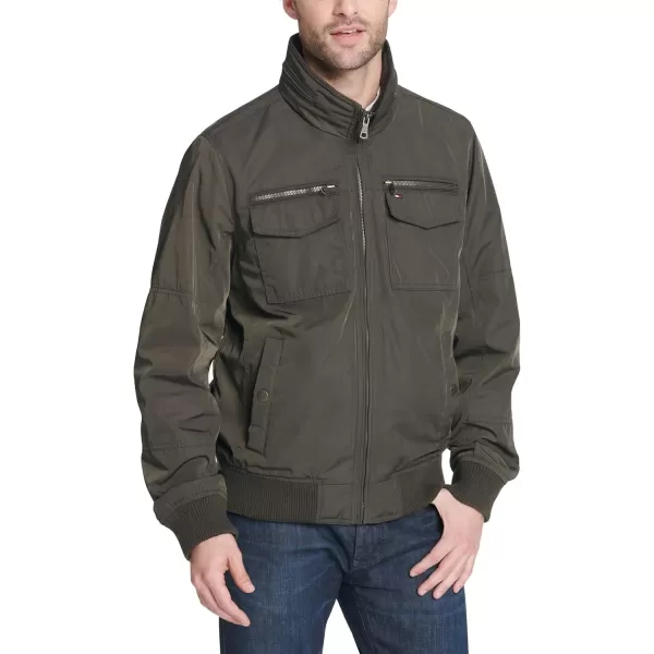 imageTommy Hilfiger Mens Water Resistant Performance Bomber Jacket Standard and Big ampamp TallArmy Green