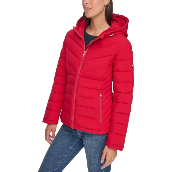 imageTommy Hilfiger Womens Essential Lightweight Packable Puffer JacketClassic Chevron Crimson