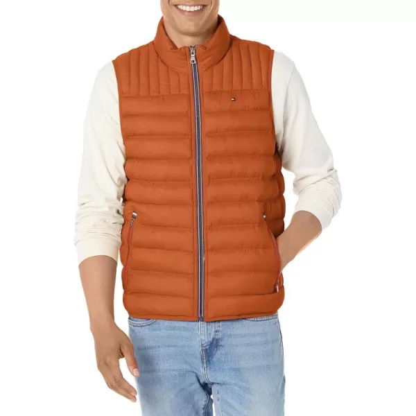 imageTommy Hilfiger Mens Lightweight Packable Puffer Vest JacketBurnt Orange