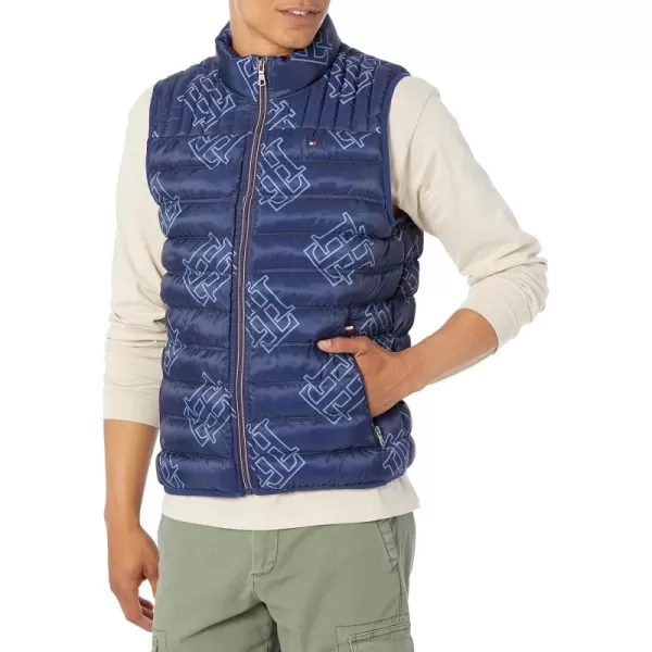 imageTommy Hilfiger Mens Lightweight Packable Puffer Vest JacketNavy Th Print