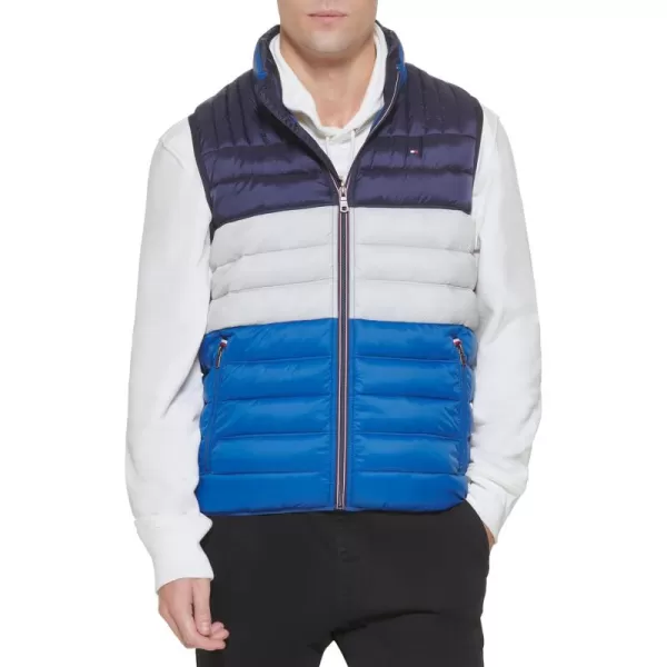 imageTommy Hilfiger Mens Lightweight Packable Puffer Vest JacketRoyal BlueIceNavy Colorblock