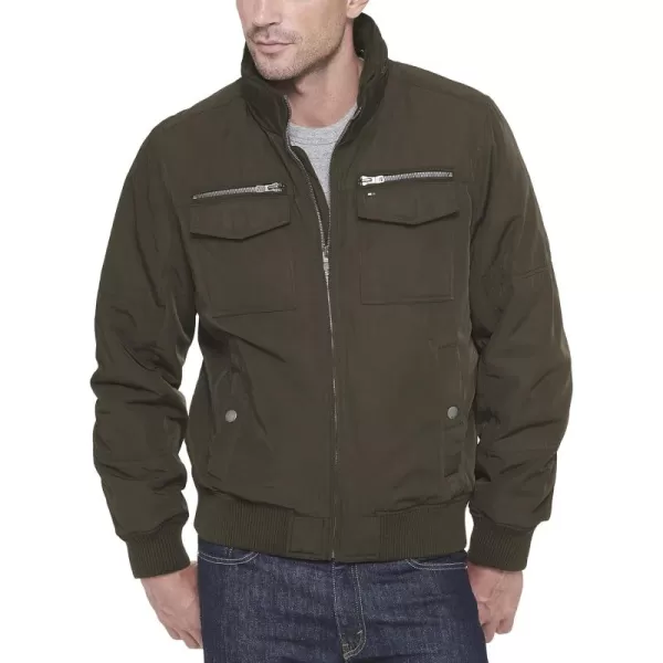 imageTommy Hilfiger Mens Water Resistant Performance Bomber Jacket Standard and Big ampamp TallArmy Green Unfilled