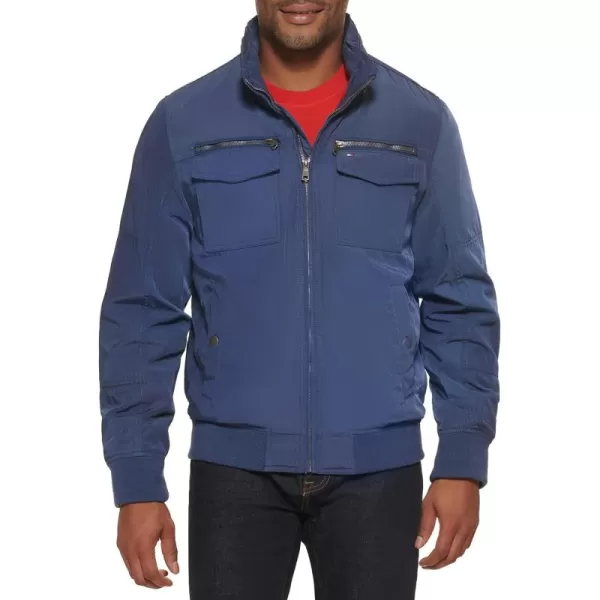 imageTommy Hilfiger Mens Water Resistant Performance Bomber Jacket Standard and Big ampamp TallHalogen Blue Unfilled