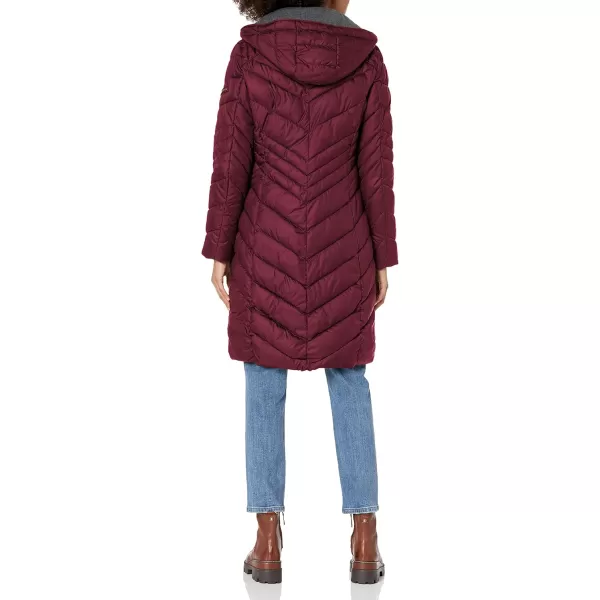 imageAndrew Marc Womens Long Down JacketSlim Long Burgundy