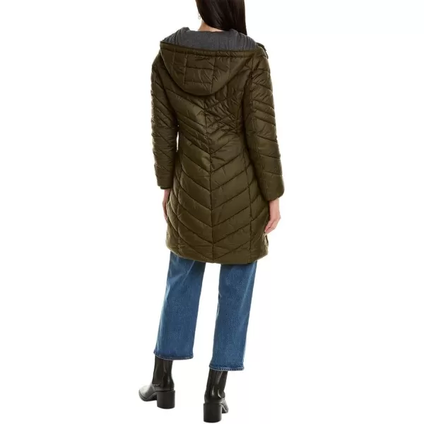 imageAndrew Marc Womens Long Down JacketSlim Long Dark Olive