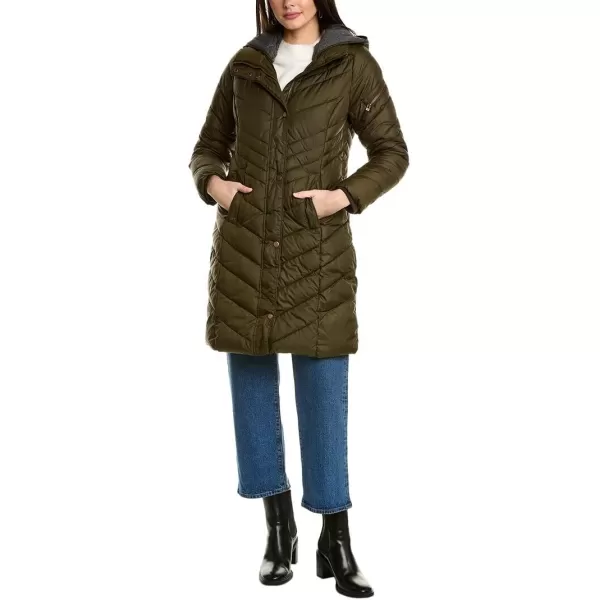 imageAndrew Marc Womens Long Down JacketSlim Long Dark Olive