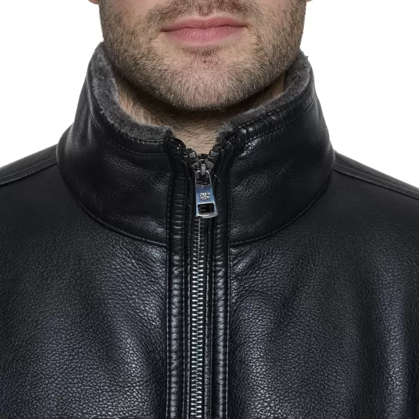 imageCalvin Klein Mens Faux Leather Jacket Men  Bomber Jacket with Shearling LiningFur Lined Black