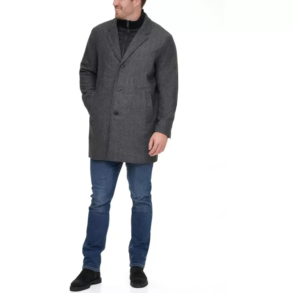 imageDockers Mens Henry Wool Blend Top Coat Regular and Big ampamp Tall SizesCharcoal Herringbone