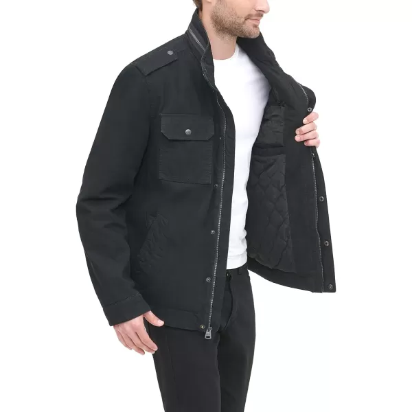 imageLevis Mens Washed Cotton Military Jacket Regular ampamp Big ampamp Tall SizesBlack Filled