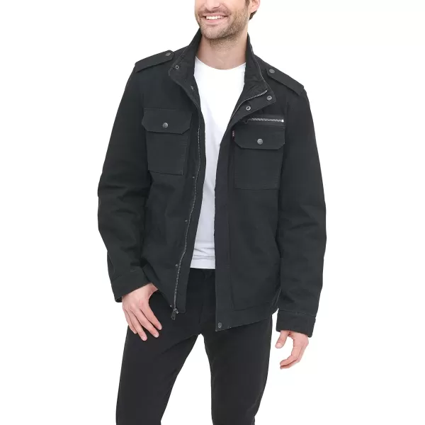 imageLevis Mens Washed Cotton Military Jacket Regular ampamp Big ampamp Tall SizesBlack Filled