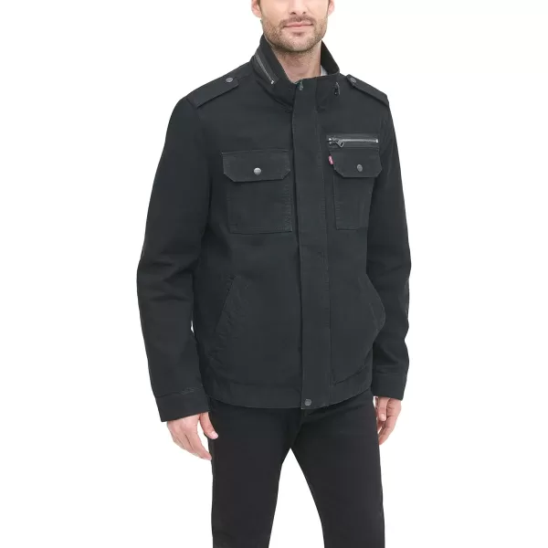 imageLevis Mens Washed Cotton Military Jacket Regular ampamp Big ampamp Tall SizesBlack Filled