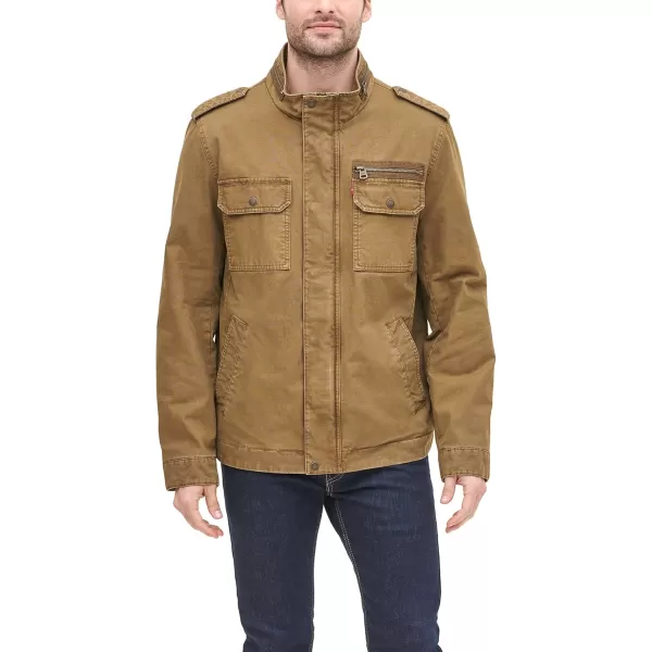 imageLevis Mens Washed Cotton Military Jacket Regular ampamp Big ampamp Tall SizesKhaki Filled