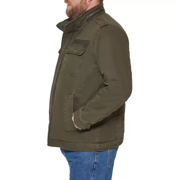 imageLevis Mens Washed Cotton Military Jacket Regular ampamp Big ampamp Tall SizesOlive Filled