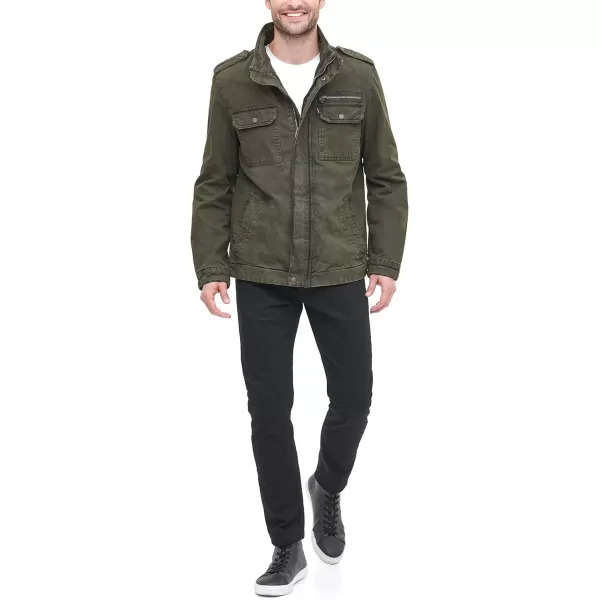 imageLevis Mens Washed Cotton Military Jacket Regular ampamp Big ampamp Tall SizesOlive Unfilled