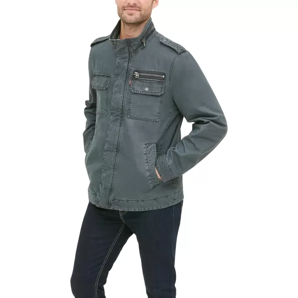 imageLevis Mens Washed Cotton Military Jacket Regular ampamp Big ampamp Tall SizesWashed Indigo Unfilled