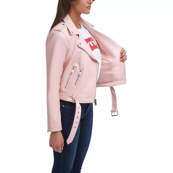 imageLevis Womens Belted Faux Leather Moto Jacket Regular ampamp Plus SizeBlush Croc