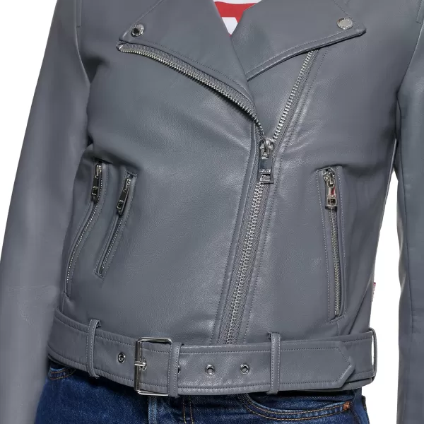 imageLevis Womens Belted Faux Leather Moto Jacket Regular ampamp Plus SizeIron Grey