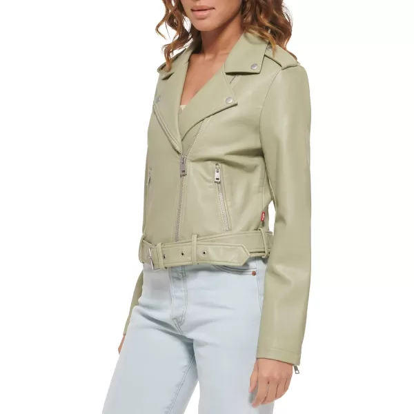 imageLevis Womens Belted Faux Leather Moto Jacket Regular ampamp Plus SizeTea Green