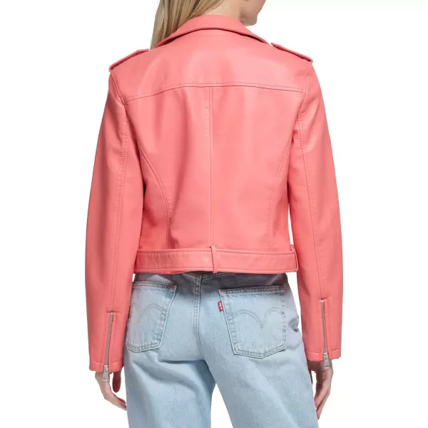 imageLevis Womens Belted Faux Leather Moto Jacket Regular ampamp Plus SizeToasted Coral