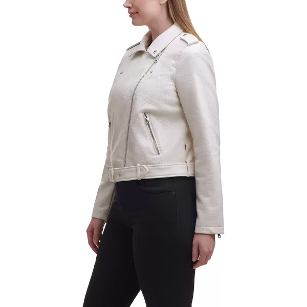 imageLevis Womens Belted Faux Leather Moto Jacket Regular ampamp Plus SizeWhite Croc