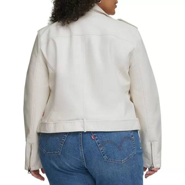 imageLevis Womens Belted Faux Leather Moto Jacket Regular ampamp Plus SizeWhite Oyster