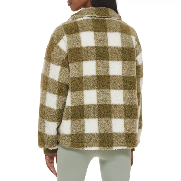 imageLevis Womens Zip Up Sherpa Teddy JacketOlive Plaid