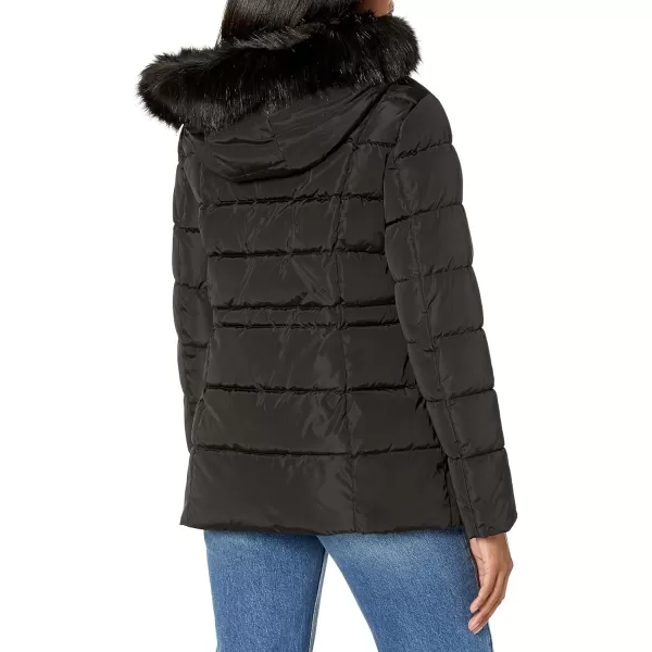 imageTommy Hilfiger Womens Fur Hooded Short Puffer JacketBlack