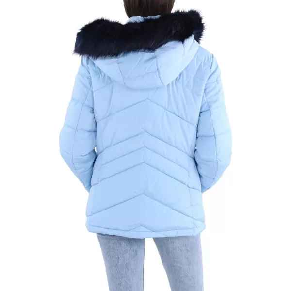 imageTommy Hilfiger Womens Fur Hooded Short Puffer JacketCerulean