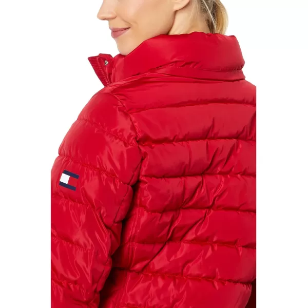 imageTommy Hilfiger Womens Fur Hooded Short Puffer JacketCrimson
