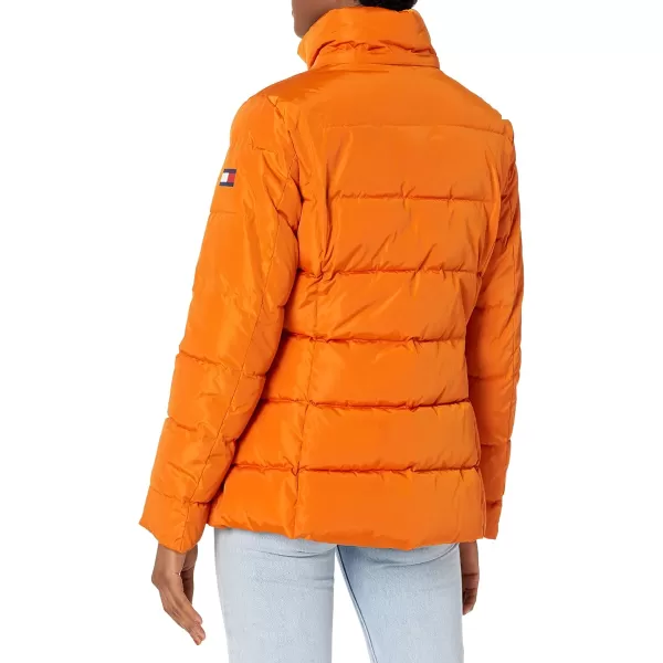 imageTommy Hilfiger Womens Fur Hooded Short Puffer JacketPumpkin