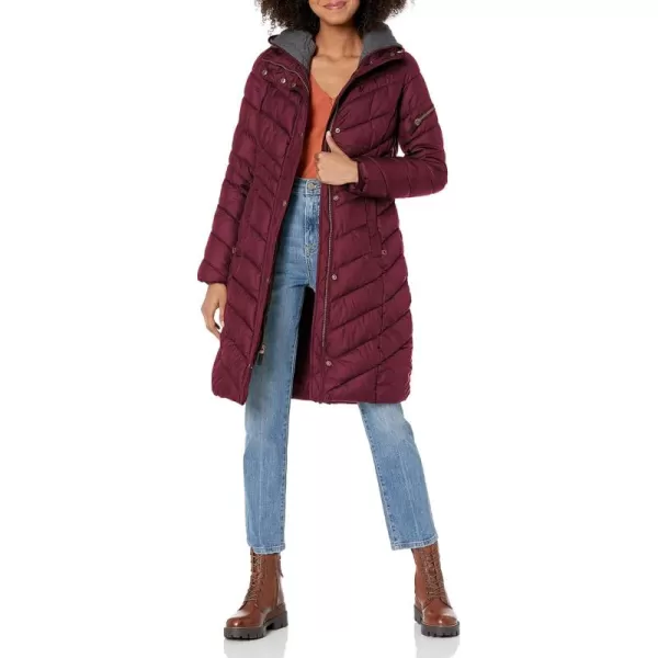 imageAndrew Marc Womens Long Down JacketSlim Long Burgundy