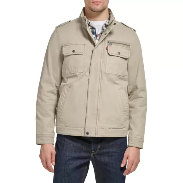 imageLevis Mens Washed Cotton Military Jacket Regular ampamp Big ampamp Tall SizesStone Filled