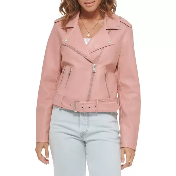 imageLevis Womens Belted Faux Leather Moto Jacket Regular ampamp Plus SizeCameo Pink