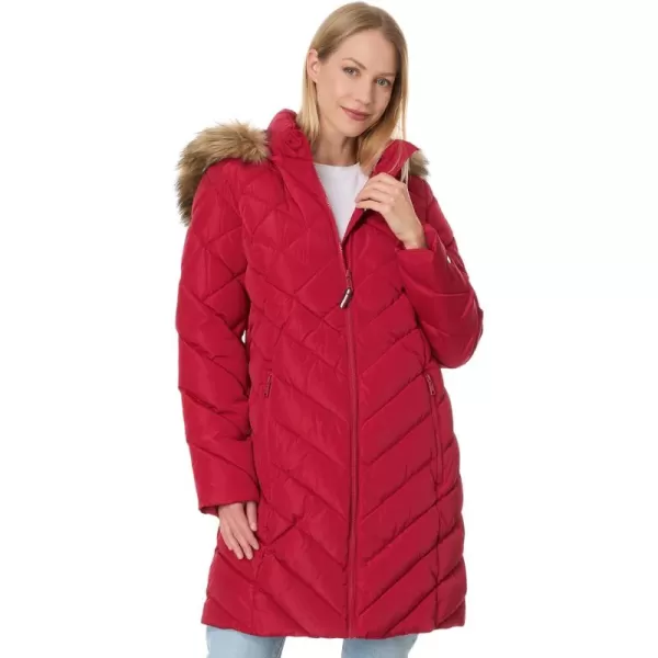 imageTommy Hilfiger Womens Long Down Puffer JacketCrimson