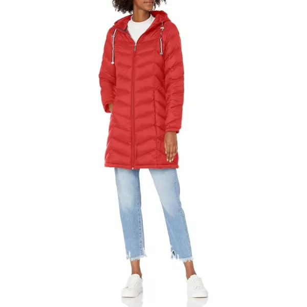 imageTommy Hilfiger Womens Midlength Down Packable JacketChevron Packable Crimson