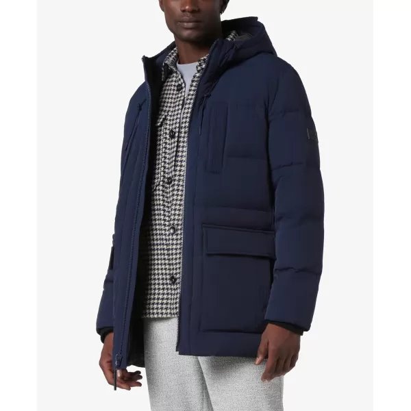 imageAndrew Marc Mens MidLength Puffer JacketNavy Silverton