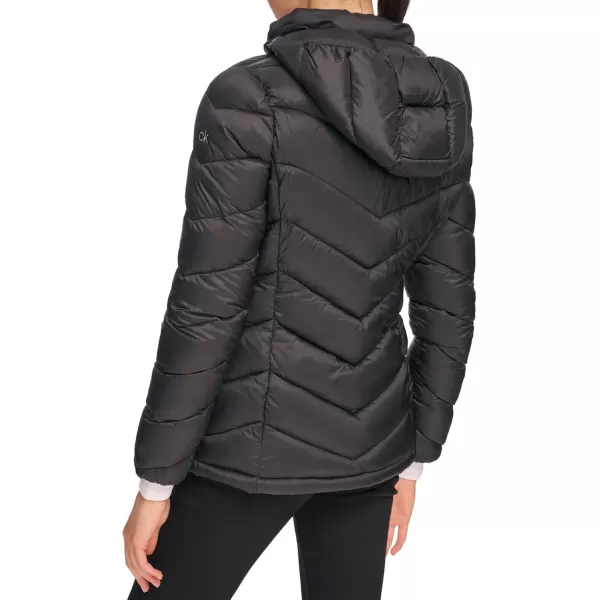 imageCalvin Klein Womens Lightweight Hooded Puffer JacketLightweight Chevron Black