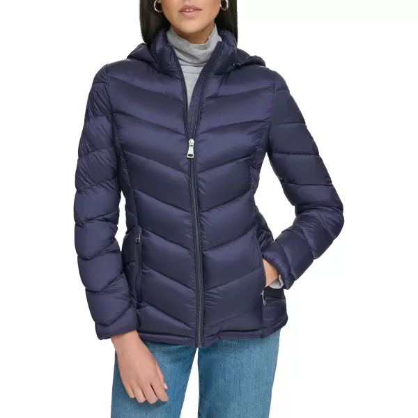 imageCalvin Klein Womens Lightweight Hooded Puffer JacketLightweight Chevron Classic Blue