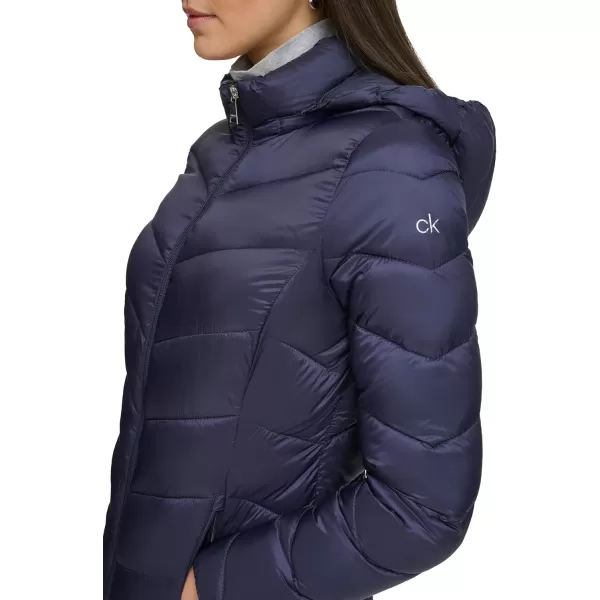 imageCalvin Klein Womens Lightweight Hooded Puffer JacketLightweight Chevron Classic Blue