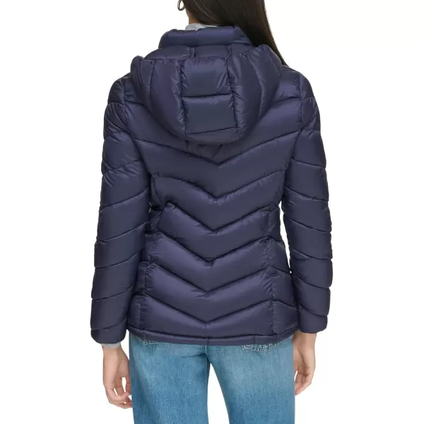 imageCalvin Klein Womens Lightweight Hooded Puffer JacketLightweight Chevron Classic Blue