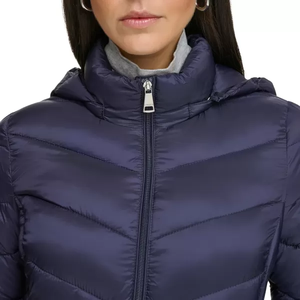 imageCalvin Klein Womens Lightweight Hooded Puffer JacketLightweight Chevron Classic Blue